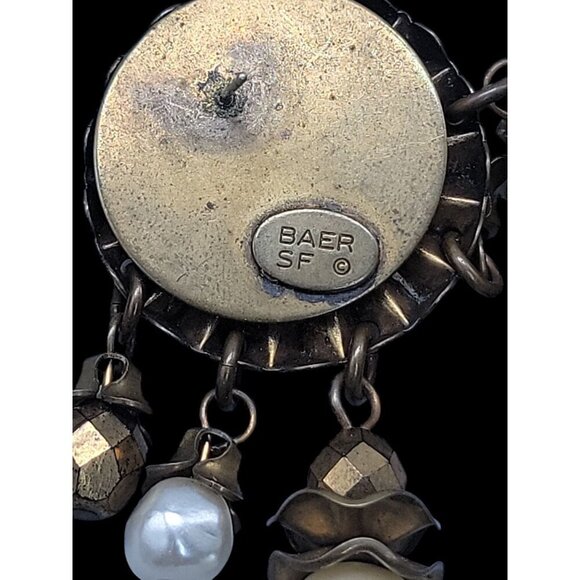 Baer SF Post Earrings With Faux Pearls & Dangling Beads Statement Vintage - Picture 5 of 15